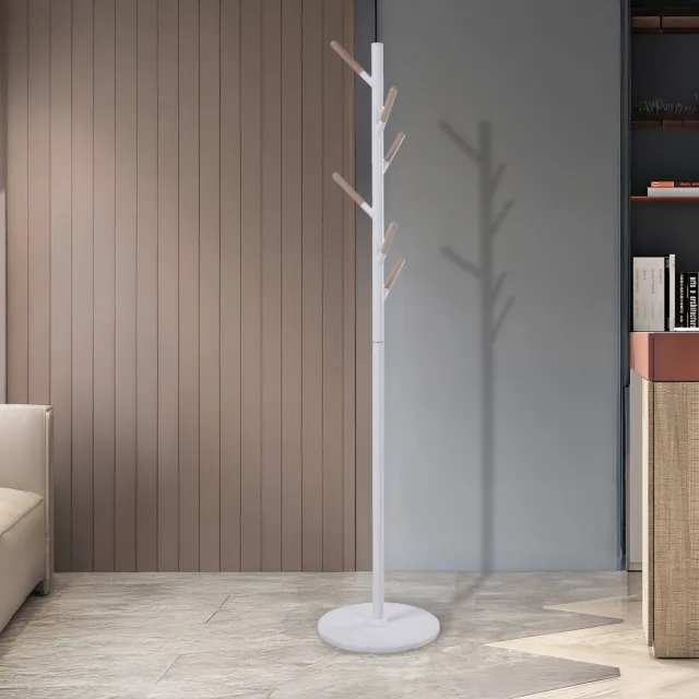 en.casa Staande kapstok Nacka kledingrek 172 cm wit en houtkleurig [en.casa]