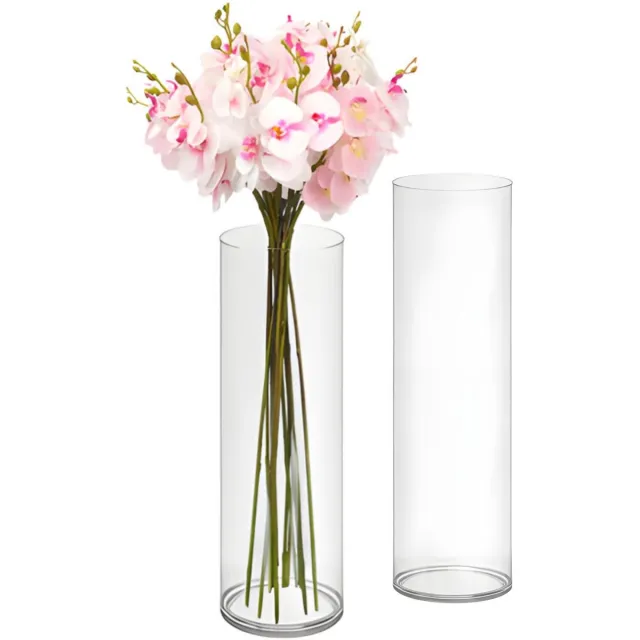 Giftdecor Bloemenvaas - 2x - helder acrylglas - D12 x H40 cm - cilinder - boeketvaas - 4,5 liter Transparant