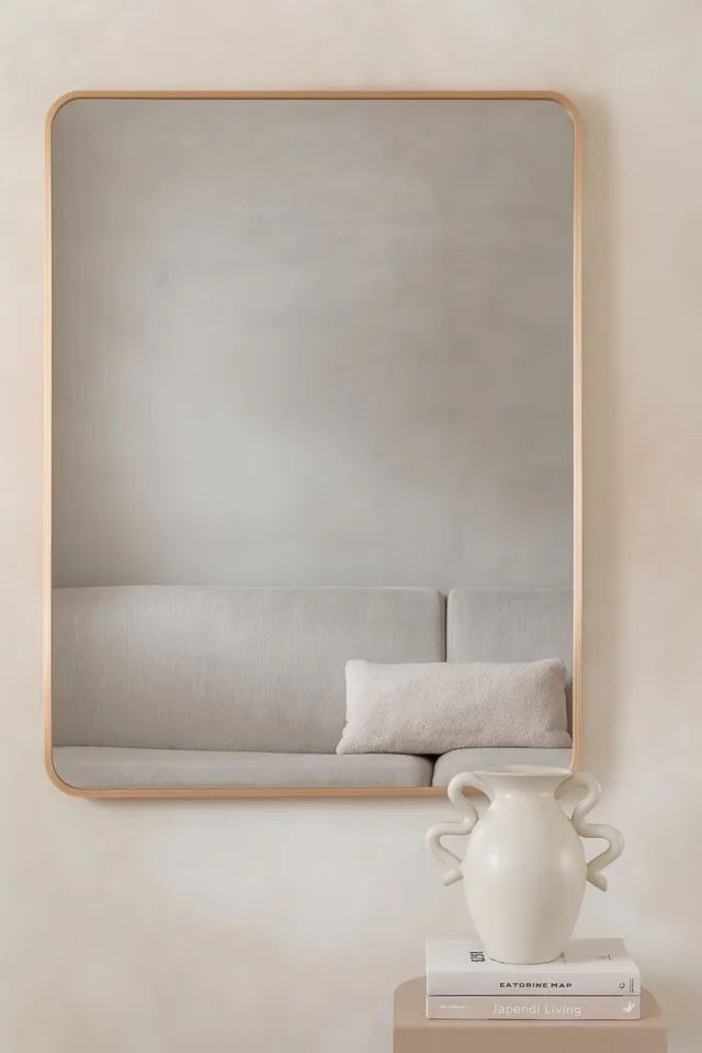 Nordic Style® Rechthoekige spiegel 90x60cm - Zacht Goud - Scandinavische Spiegels - Vierkant - Wandspiegel - Badkamerspiegel - Gangspiegel - Wand - Gang - Badkamer