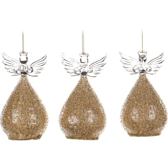 Goodwill Kerstbal-Engel Glas - Goud - 10,5 Cm Voordeel Ass. Per - 3 Stuks