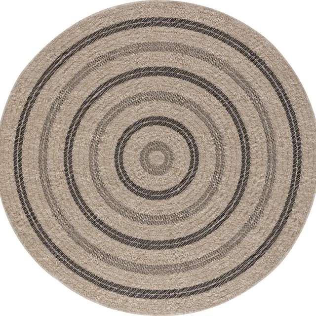 Surya Ryba rond vloerkleed binnen en buiten jute-look beige zwart