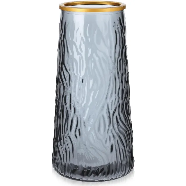 Imperatoris Glazen Vazen / Glazen Flessen – Mini Decoratieve Vaas Flesjes – Helder Glas – Inclusief Strik – 10 x 10 x 20 cm – Donkerblauw