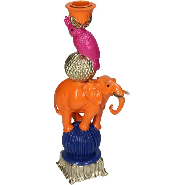 HD Collection Kandelaar Olifant Polyresin Oranje 12x8.5x26cm Multi