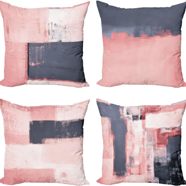 New Bed Grunge Abstracte en Moderne Stijl Borstelstreken Kussenhoes met sierkussen, 4-pack, modern accent, dubbelzijdig digitaal bedrukt, 40 cm x 40 cm Paarsblauw en Lichte Roos