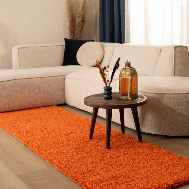 Tapeso Hoogpolige loper - Shaggy Trend oranje 80x300