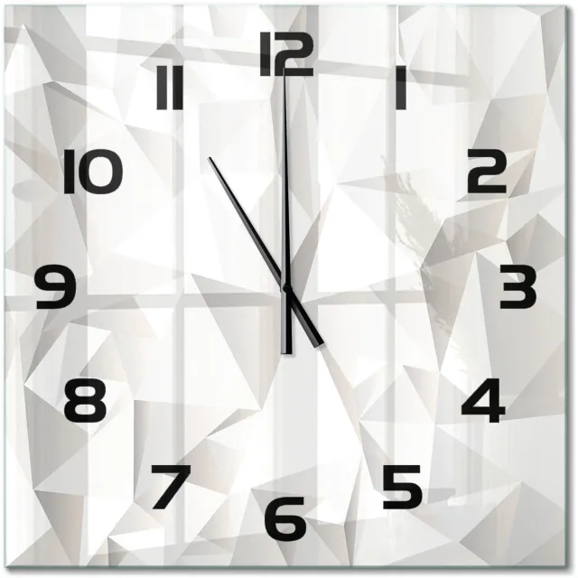 TULUP Wandklok - Abstracte achtergrond Glazen Wandklok Design - 60x60 cm - Wit Klok Glas Met Opdruk - Zwarte handen - Vierkante Klok - Wandklok Glas Met Motief - Decoratieve Glazen Klok