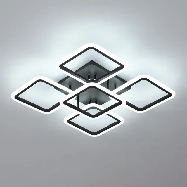 Riserva Modern, Eenvoudig - Plafondlamp - Zwart - 5-lichts - IJzer+Acryl - Studiekamer, Slaapkamer, Keuken, Woonkamer, Eetkamer