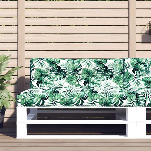 vidaXL Palletkussen 120x40x12 cm stof bladpatroon Groen