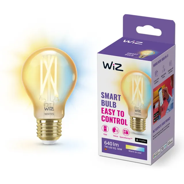 WiZ Filament Lamp - Warm- tot Koelwit Licht - Slimme LED Verlichting - E27 fitting - 50W - Goud - Wi-Fi