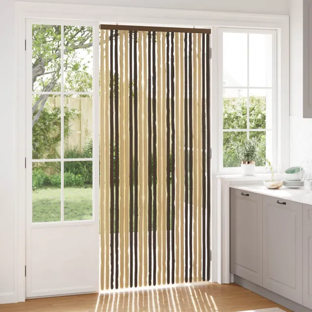vidaXL Insecten Gordijn Chenille Donkerbruin, Beige 100 x 220 cm