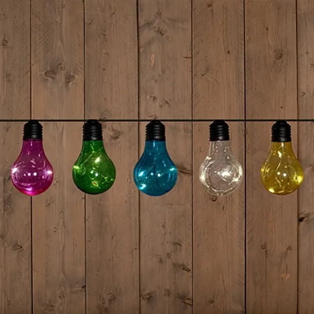 Anna's Collection feestverlichting solar met 10 gekleurde lampjes - 4,5 meter lichtsnoer