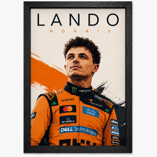 Joshimo Lando Norris Poster | McLaren Formule 1 | Inclusief Zwarte A4 Lijst
