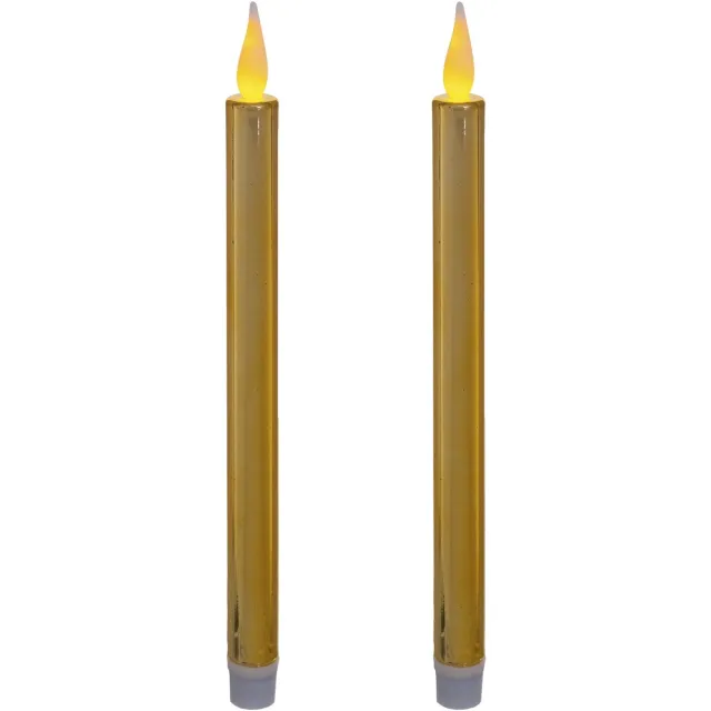 Feeric lights & Christmas LED dinerkaarsen - 2x - goud - 28 cm - glitter - sfeervol Goudkleurig