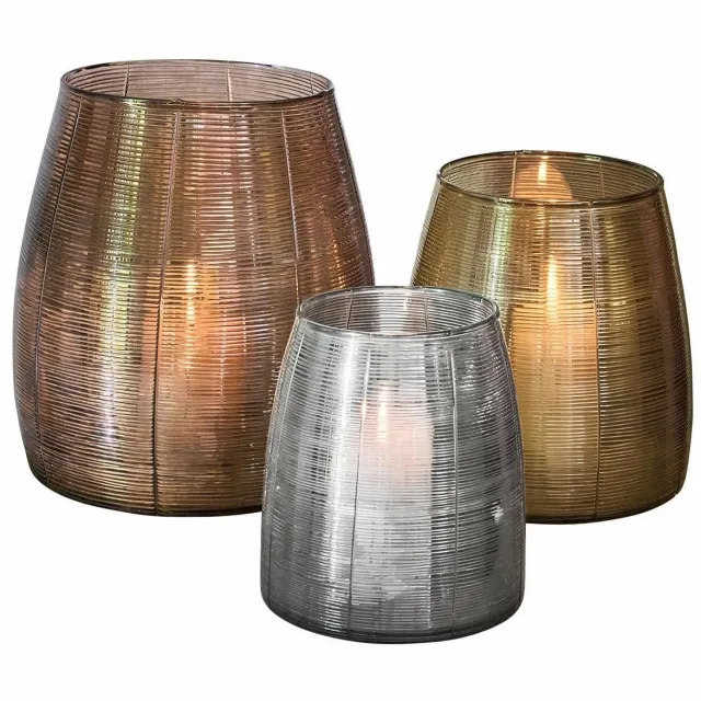 Loberon Windlicht set van 3 Uvenar goud/zilver/brons