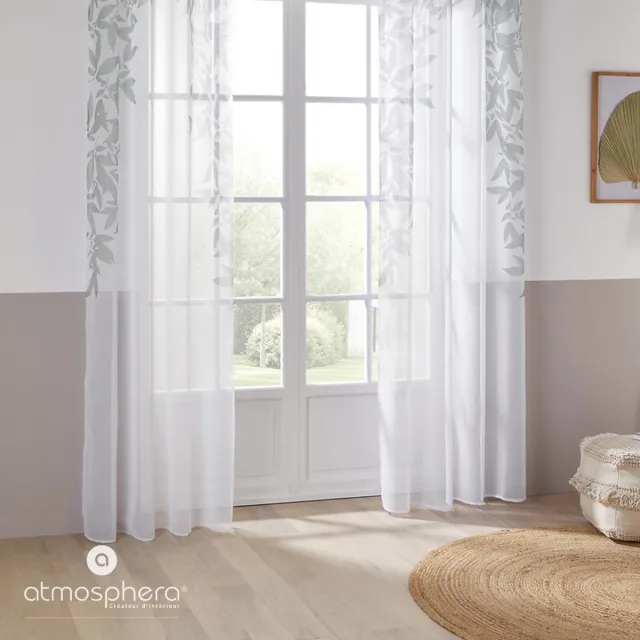 Atmosphera Ark Gordijn 140x240cm - Kant en klaar met ringen - Groen wit, groen