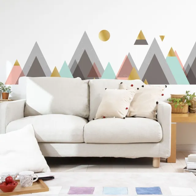 Ambiance Sticker Muurstickers - Decoratie voor slaapkamer/woonkamer - Gigantische muursticker van de Scandinavische bergen van Córdoba - 50x75cm Multi color