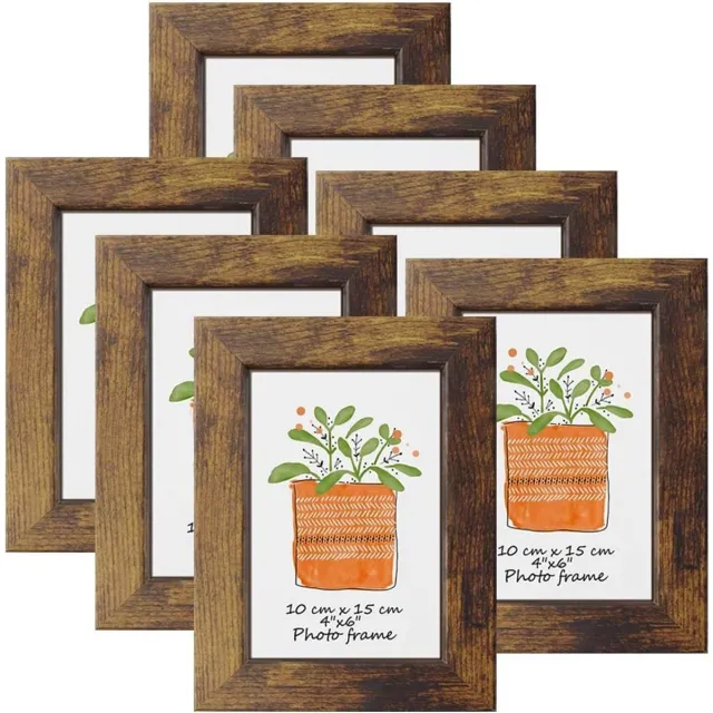 Ibenzoa Charmante Set van 7 Vintage Stijl Fotolijsten voor Tijdloze Herinneringen bruin