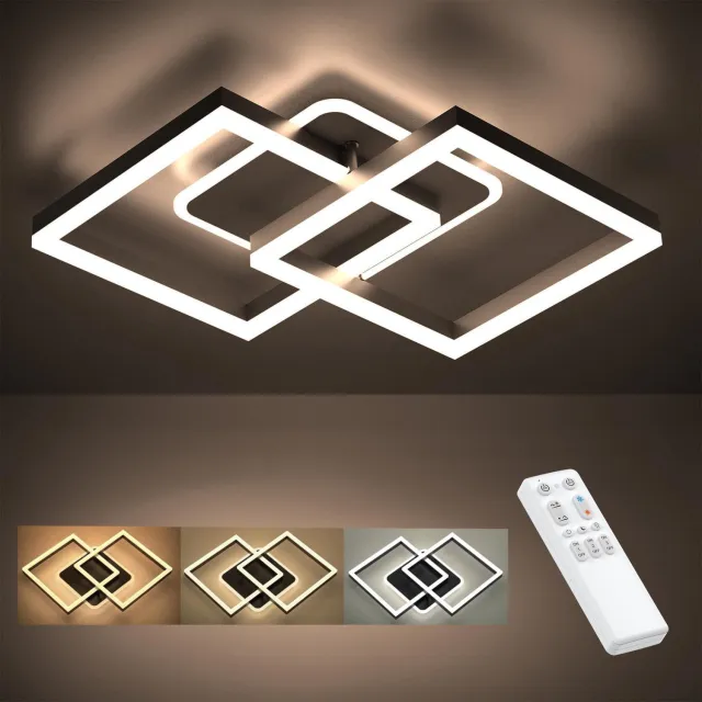 ANTENLICHT LED Plafondlamp Zwart - Plafonnière - Modern - Binnenverlichting - Dimbaar 3 staps - Hal slaapkamer lamp 3000K-6500K - 3.600LM - 40W - Met afstandsbediening
