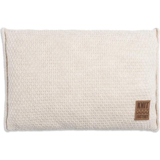 Knit Factory Jesse Sierkussen - Rechthoekig kussen - Kussen woonkamer - Bank kussen - Decoratie kussen - Beige - 60x40 cm - Kussenhoes inclusief kussenvulling