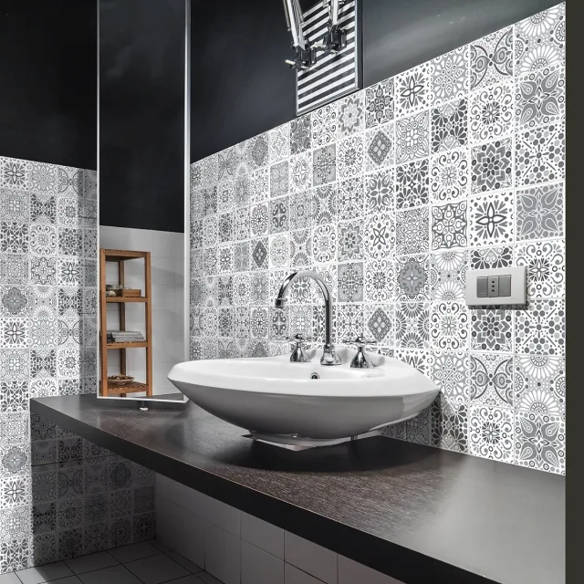Ambiance Sticker Zelfklevende tegelmuurstickers voor keuken en badkamer - 60 Yanina Azulejo tegelstickers - 60 stickers 15x15cm Multi color
