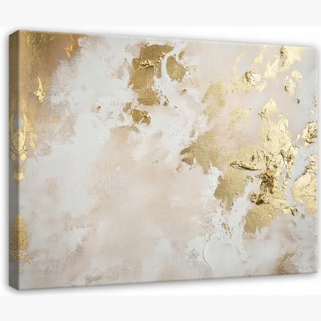 WALLARENA Canvas schilderij - 60x40 cm - abstractie goud voor de woonkamer, slaapkamer en keuken multikleurig