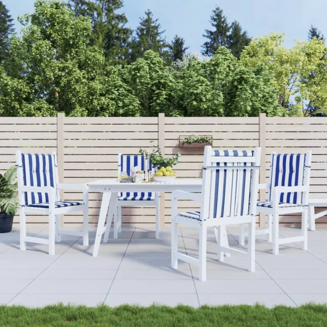 vidaXL Stoelkussens 4 st lage rug gestreept stof wit en blauw Meerkleurig