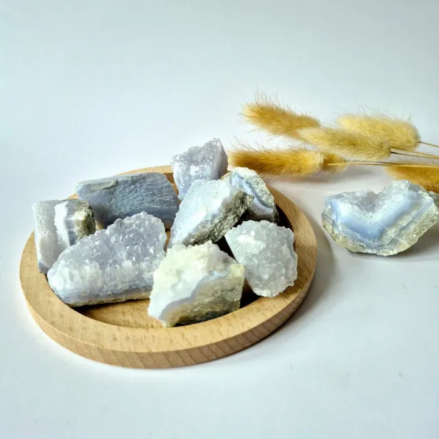 Moonlight Gemstones Edelsteen Ruwe Blue Lace Agate Druzy Brokstukken (per 100 gram) Meerkleurig
