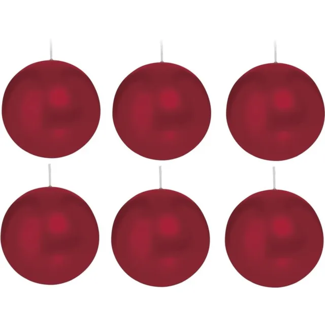 Trend Candles Bolkaars glad - 6x - bordeaux rood - 8 cm - 25 branduren - ronde kaarsen