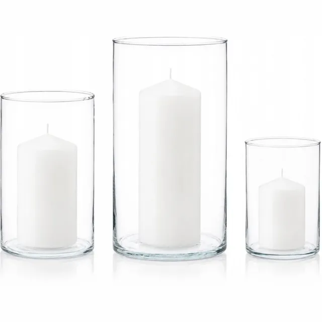 GotGlass Set van 3 glazen vazen/windlichten, transparant, 15-30 cm