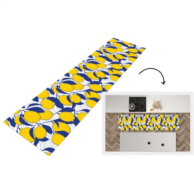 KitchenYeah Keukenloper - Loper keuken - Citroen - Zebra - Fruit - Patronen - 200x50 cm - Keukenloper vinyl Multicolor