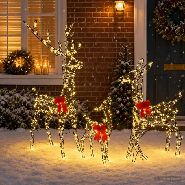 vidaXL Kerst led-rendierfamilie LOVIISA 700 LED's Warmwit