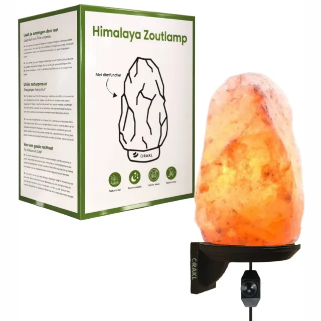 Orakl Dimbare Himalaya Zoutlamp Ari - 1-2 KG en ca. 17 cm - Nachtlamp - Wandlamp - Cadeauverpakking Oranje, Roze