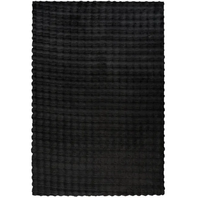 Dutch XXL Hoogpolig Vloerkleed | Tapijt | Hailey | Blokken | Zwart | 120x160 cm