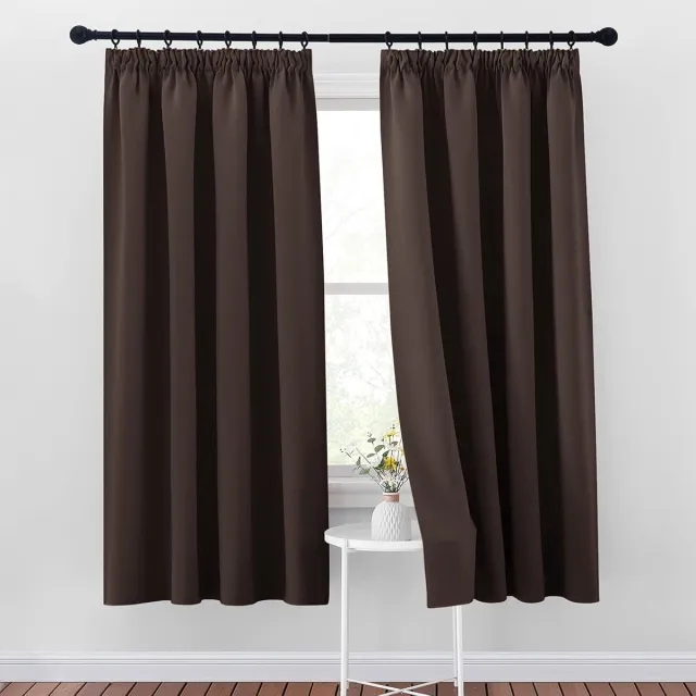 Ibenzoa Zware, Rimpelband Gordijnen - Donkerbruin - 2 Stuks 175x140cm