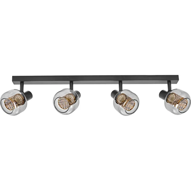 Osram Decor Spot Firefly lamp zwart in industriële stijl, 4 x 2,8 W, 1000 lm, 2700 K, metalen en glazen behuizing, E14 fitting, eenvoudige installatie, dimbare lamp inbegrepen