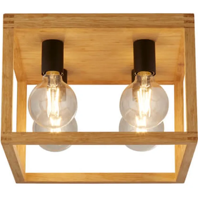Searchlight Plafondlamp Hout Square - 54742-4NA Bruin