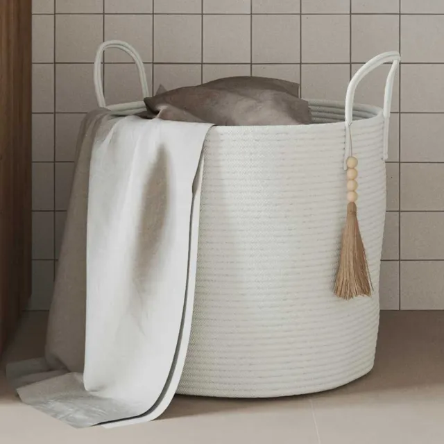 vidaXL Opbergmand Ø 40x35 cm katoen wit