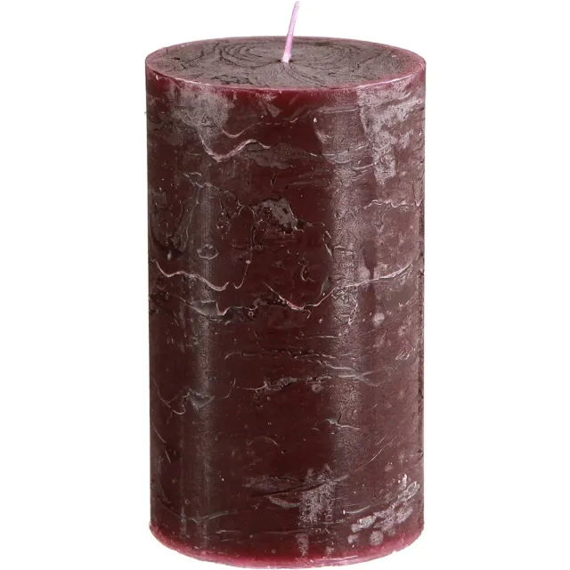 Viana Set van 4 Bourgondische pilaarkaarsen, effen kleur, 70x120mm - Decorat Rood