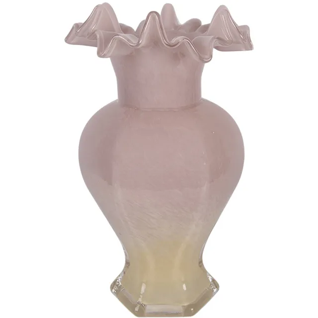 Clayre & Eef Vaas Ø 14x25 cm Roze Glas