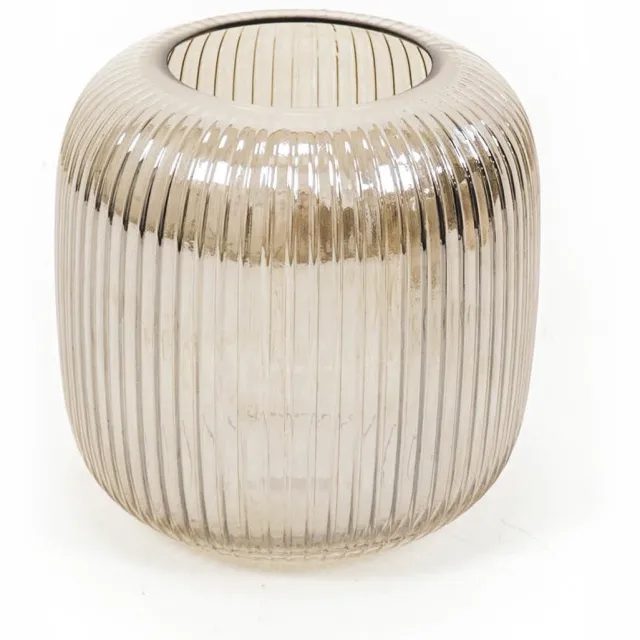 Housevitamin Geribbelde Vaas - Zwart- 18.5x18cm smoke