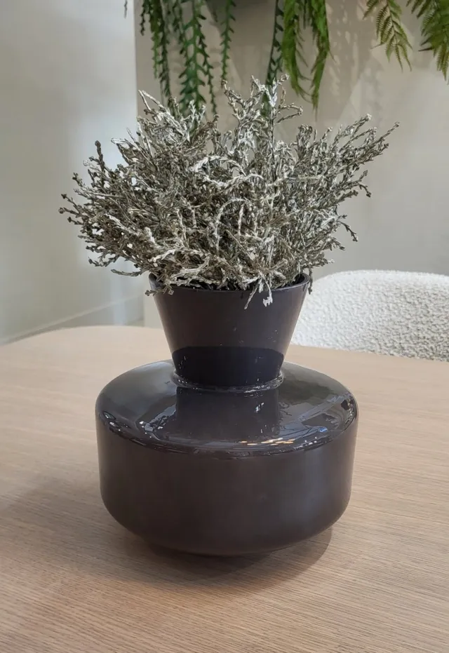 Mix en Match Living & Fashion Mix en Match - Vaas - Siervaas - Beau - Cone neck - Grey - Grijs - 21x18 cm