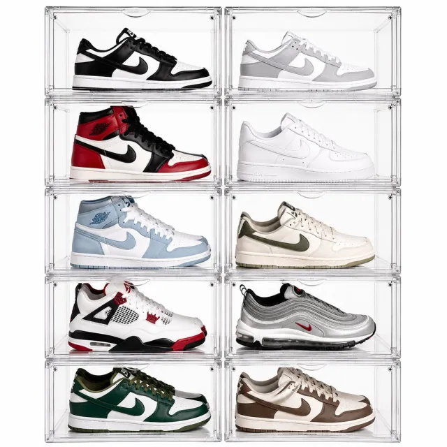 Vivaro Home Sneakerbox Transparant - 10 Stuks - Stapelbare Schoenenbox & Schoenen Organizer - Magnetische Sluiting