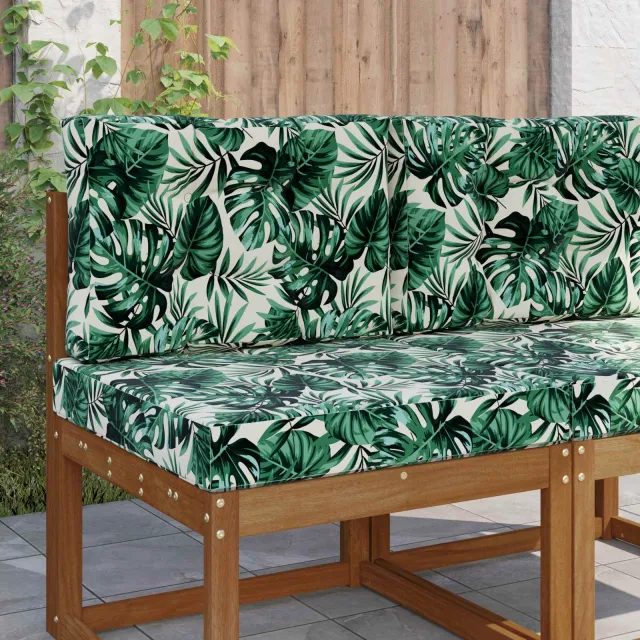 vidaXL Buiten bankkussen Polyester Bladpatroon 60 x 60 cm Bladpatroon wit