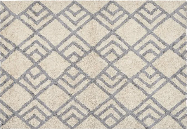 Beliani NEVSEHIR - Laagpolig vloerkleed - Lichtbeige - 140 x 200 cm - Katoen