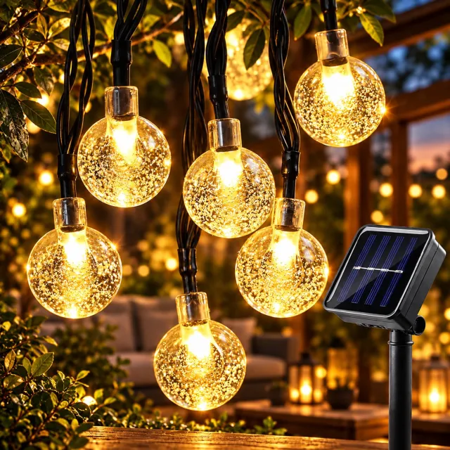 kaiyaya Solar lichtsnoer - 22 meter met 200 warm witte LED lampjes - waterdicht en automatisch aan/uit - op zonne-energie voor tuin, terras en balkon