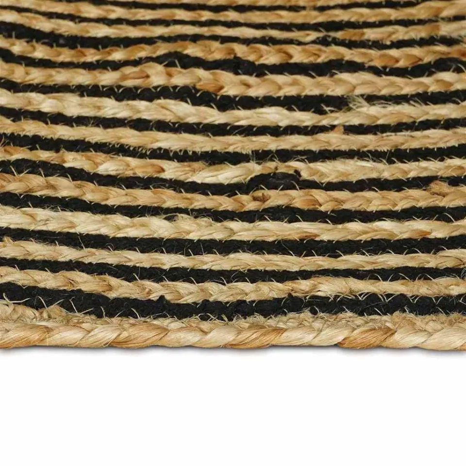 vidaXL Gebied Tapijt Naturel en Zwart 80 x 400 cm Jute, foto 4