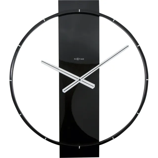NeXtime Wandklok - 50,8 x 58,2 x 4,3 cm - Hout/Staal Zwart