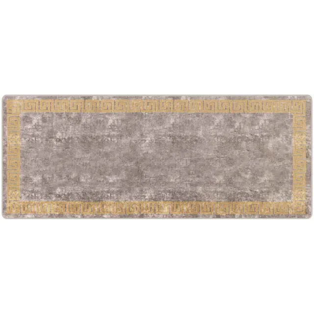 vidaXL Tapijt - Runner - MARSA - Grijs - en - Goud - 100 - x - 250 - cm - Polyester - en - PVC