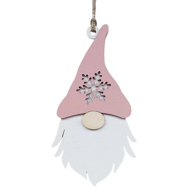 76%ANDERS Kersthanger Ornament - Gnoom - L - Roze - Kerst kabouter - Hout - Duurzaam - Handgemaakt NL