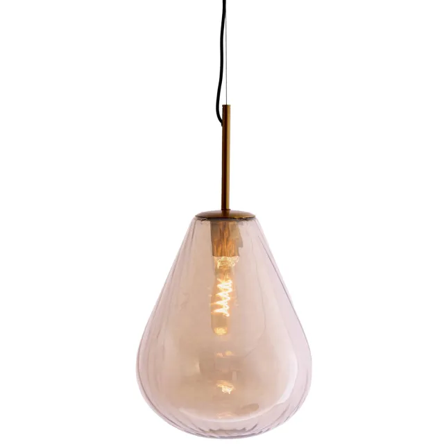Light & Living Hanglamp Ø33x43 cm LEONA antiek brons+glas amber antiek brons+amber